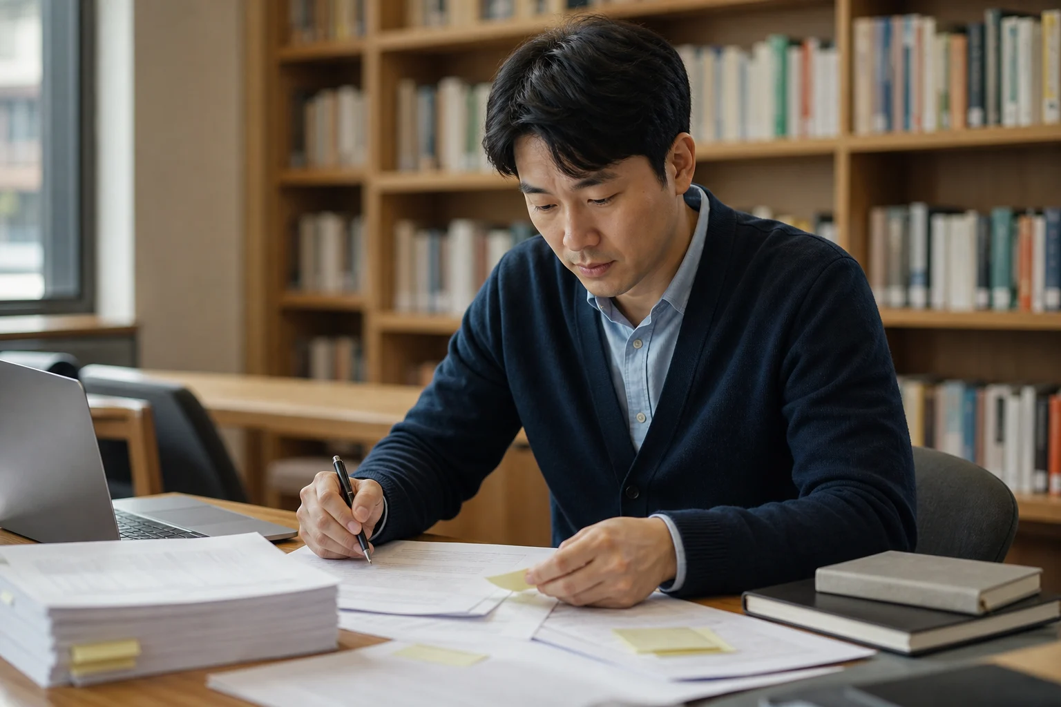 음주운전 행정심판 준비 자료를 검토하는 모습