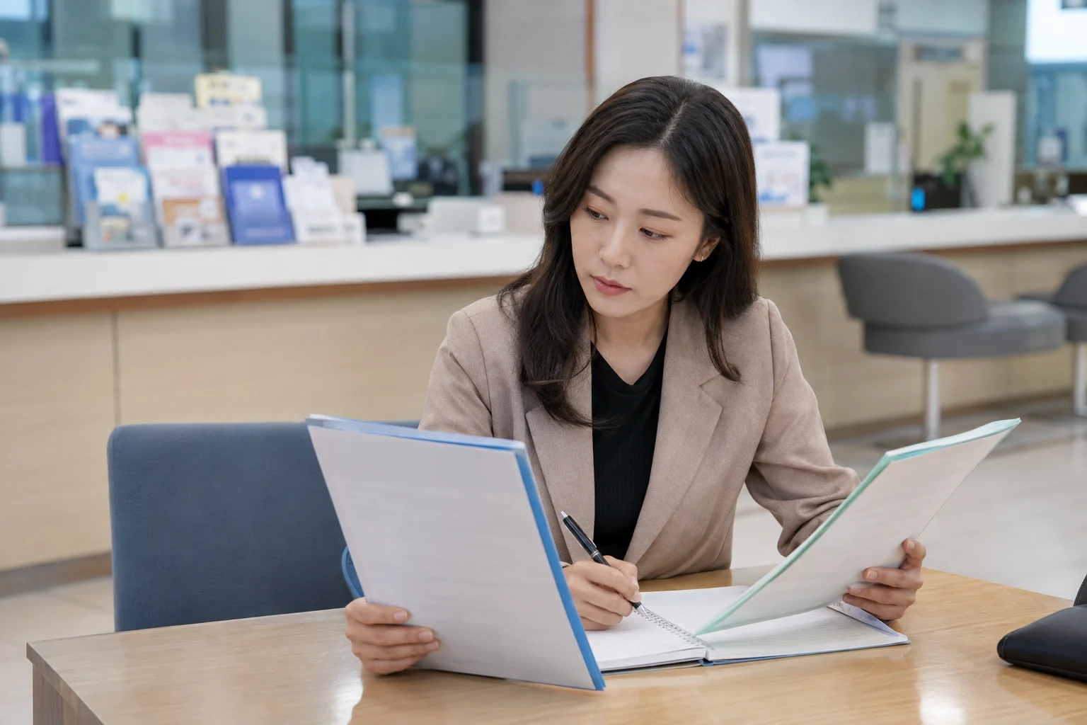 음주운전 면허취소 감경 기준 준비 자료를 검토하는 모습