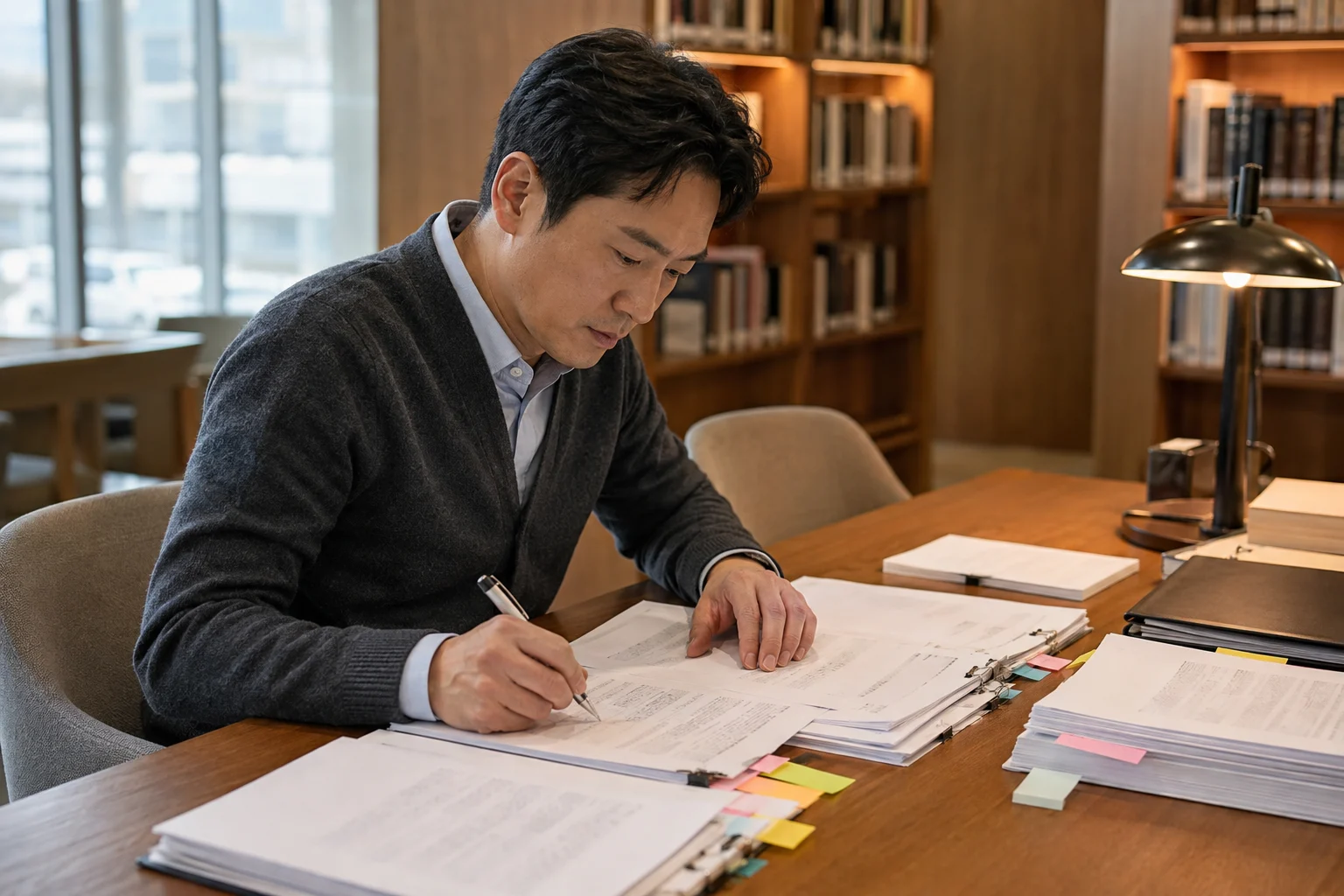 음주운전 탄원서 작성법 준비 자료를 검토하는 모습